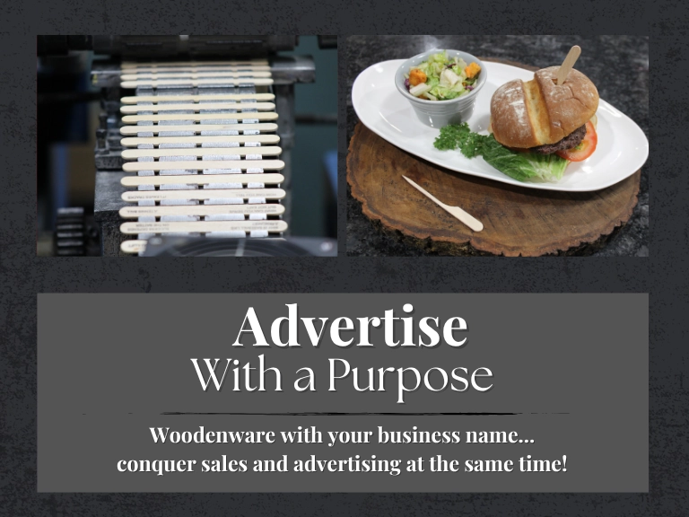 Advertise With a Purpose - Woodenware with your business name... conquer sales and advertising at the same time!